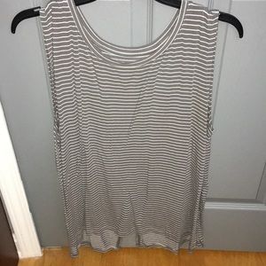 Gray and white striped tank